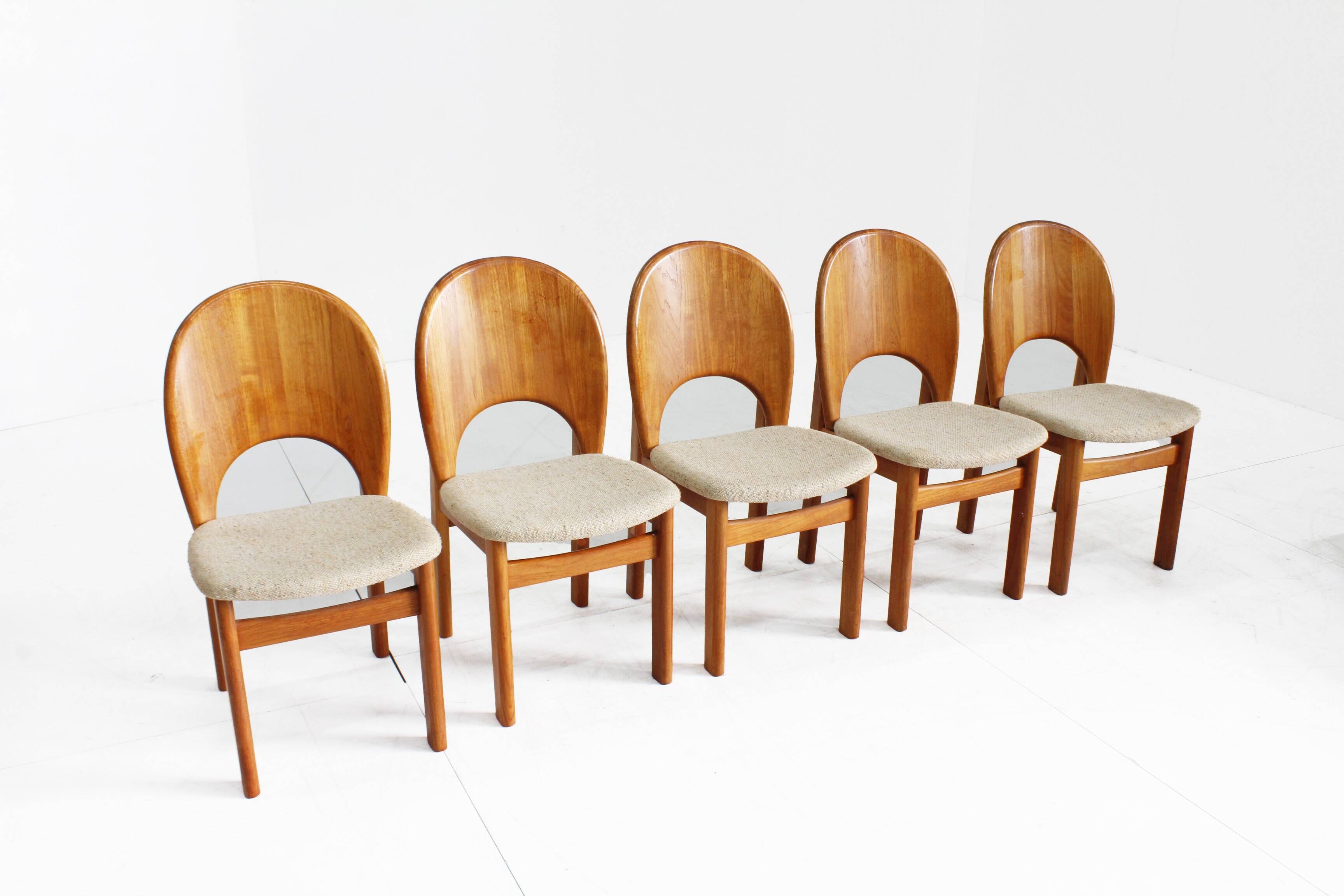 Chaises de salle à manger vintage en teck danois par Glostrup, lot de 5