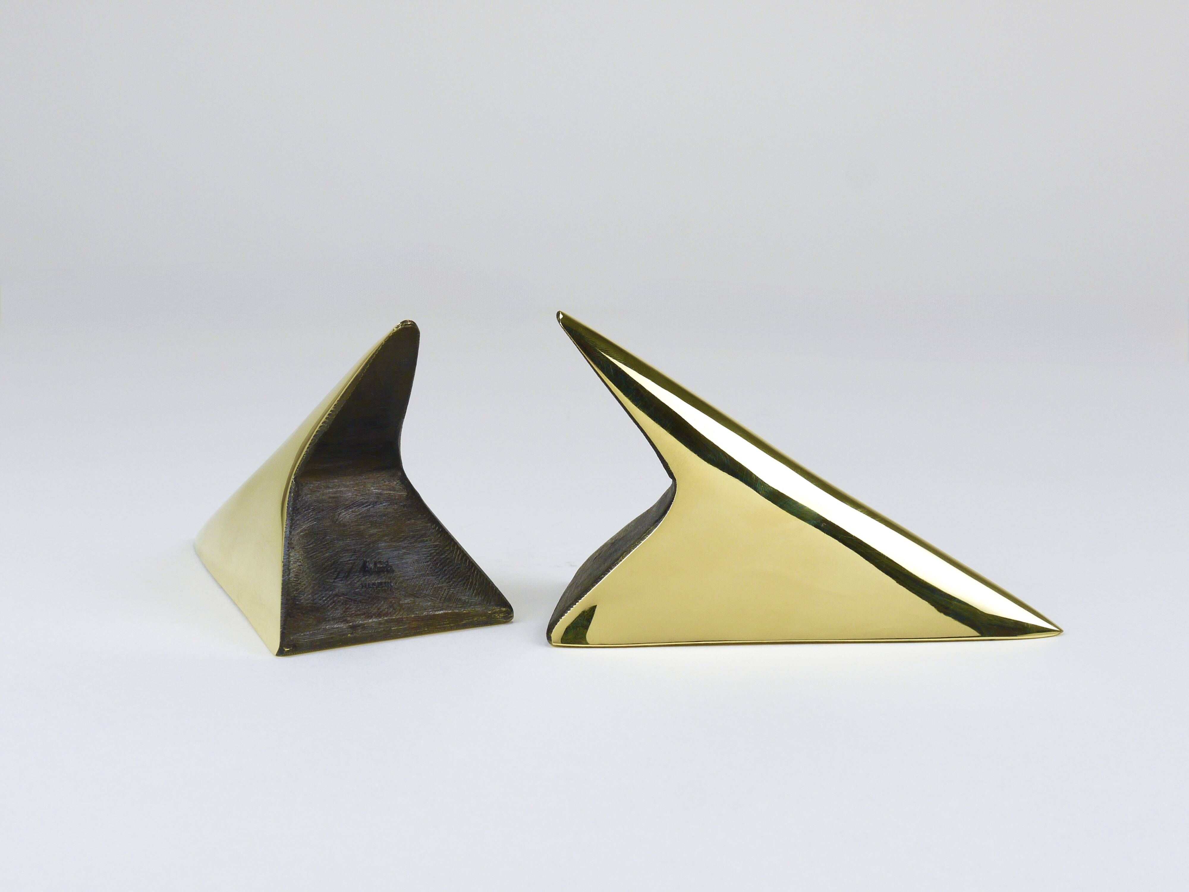 Pair Carl Auböck Minimalist Rocket Brass Bookends #3846, Vienna, Austria