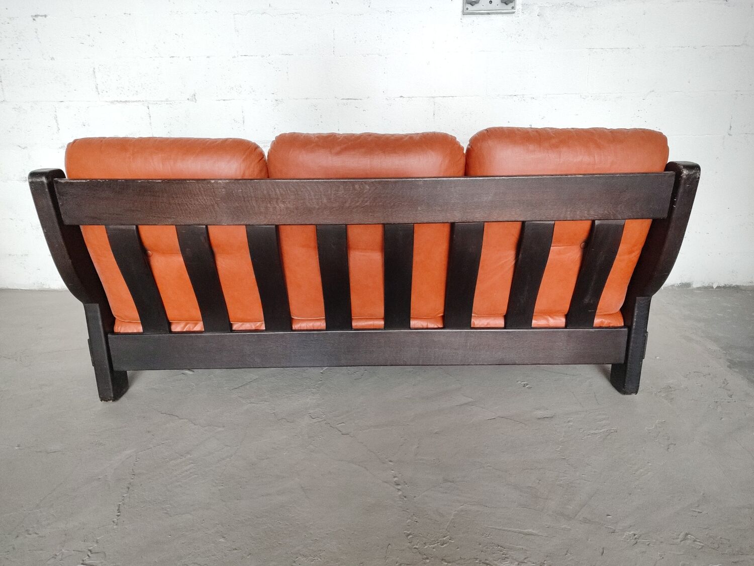 Brazilian brutalist leather sofa