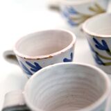 5 cups, 1 milk jug, 1 sugar bowl by Michel Barbier Vallauris