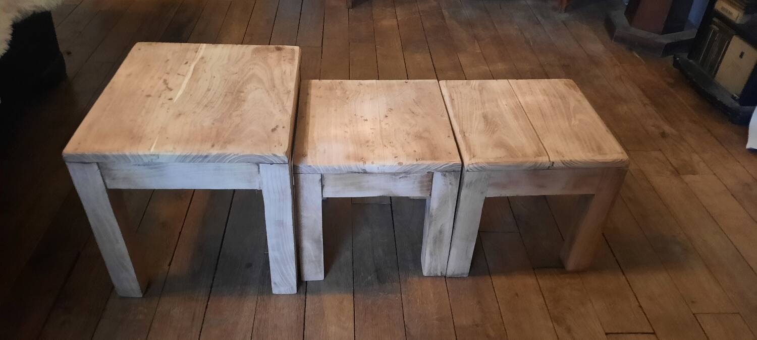 Brutalist wooden bedside tables