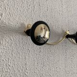 Vintage 1960s coat rack, gold and black, 3 hooks, new condition - 45 x 7 cm