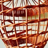 Vintage orange wicker pendant light - bird cage