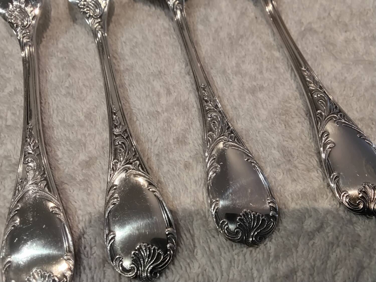 2 spoons 2 forks silver plated dessert Christofle Marly