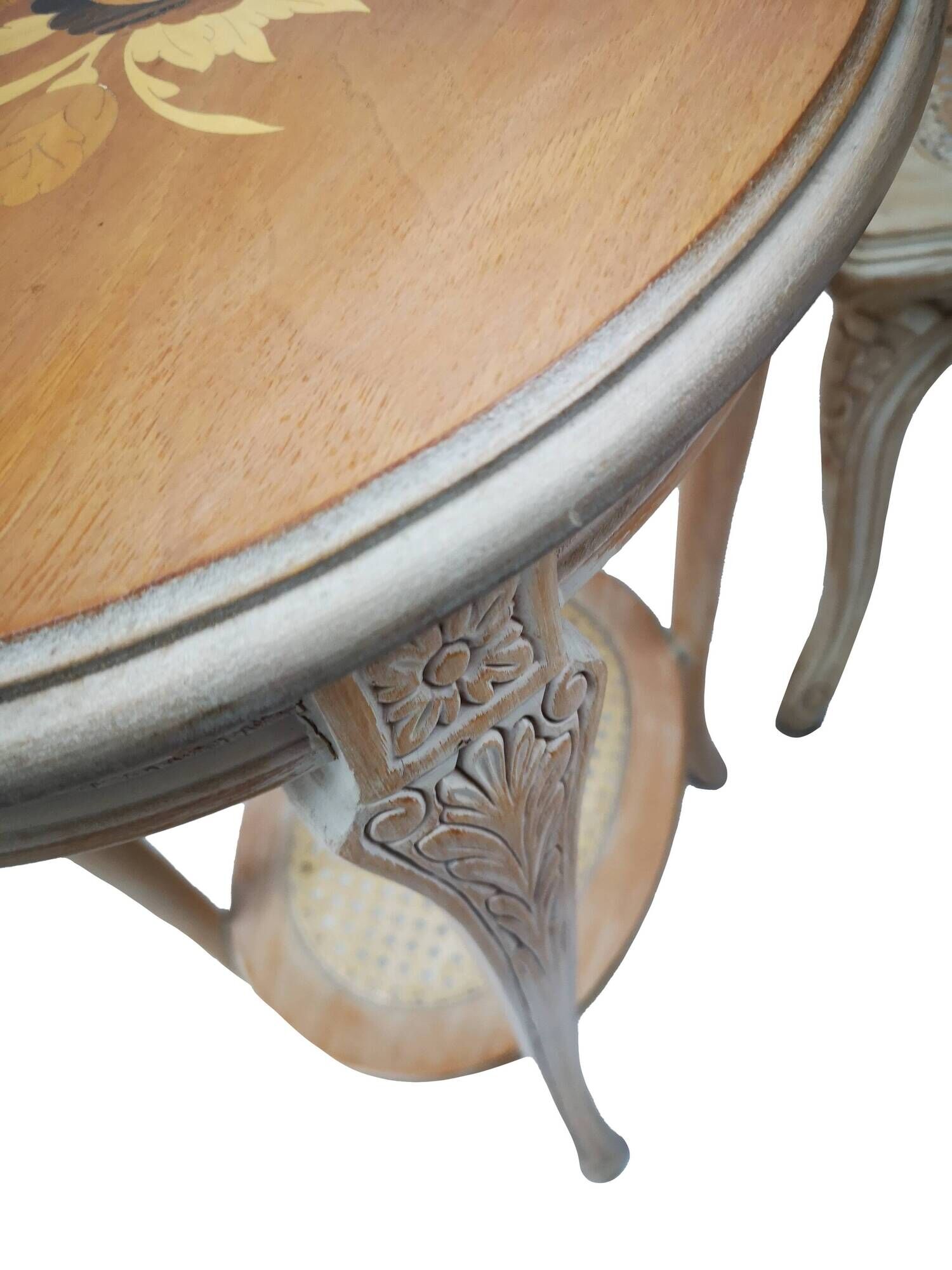 Fauteuils cabriolet canné louis xv en hêtre et selette ovale