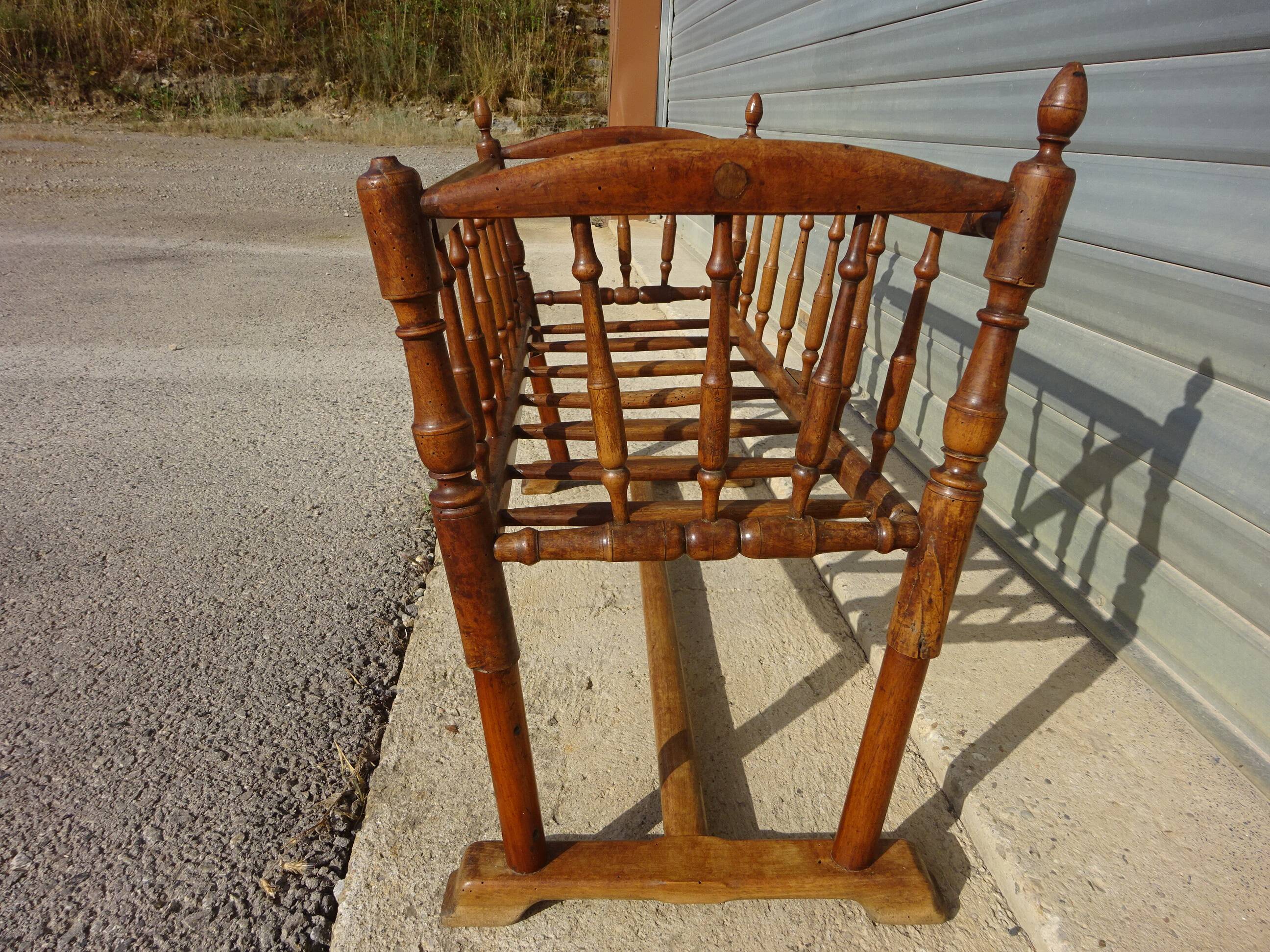 Solid walnut baby cot