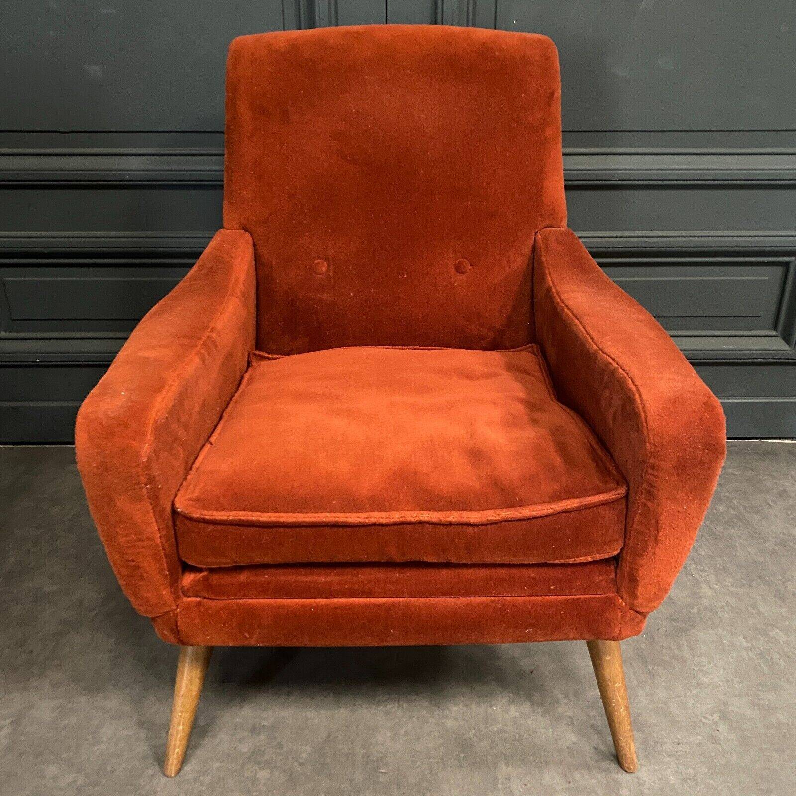 Pair of Scandinavian work armchairs from the 60s in velvet and compass legs