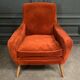 Pair of Scandinavian work armchairs from the 60s in velvet and compass legs