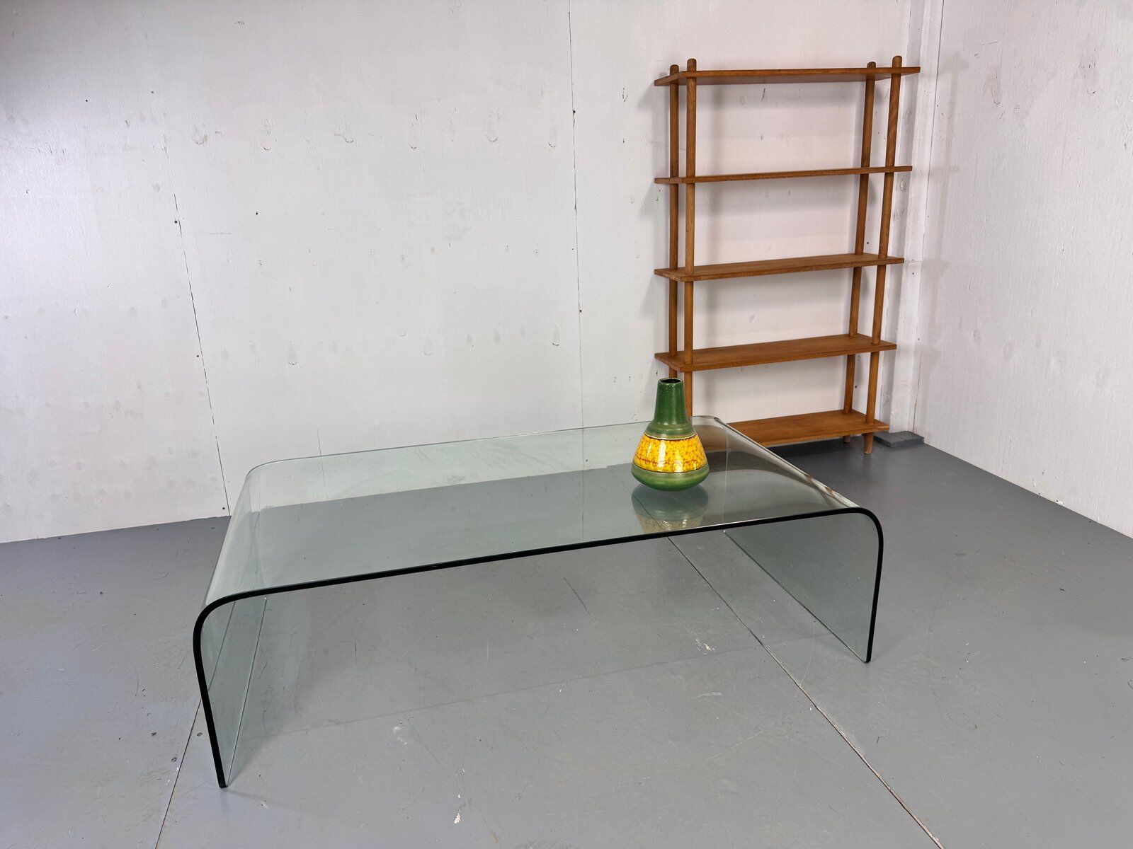 Modern Italian glass waterfall side table attr  Fiam, 1980s