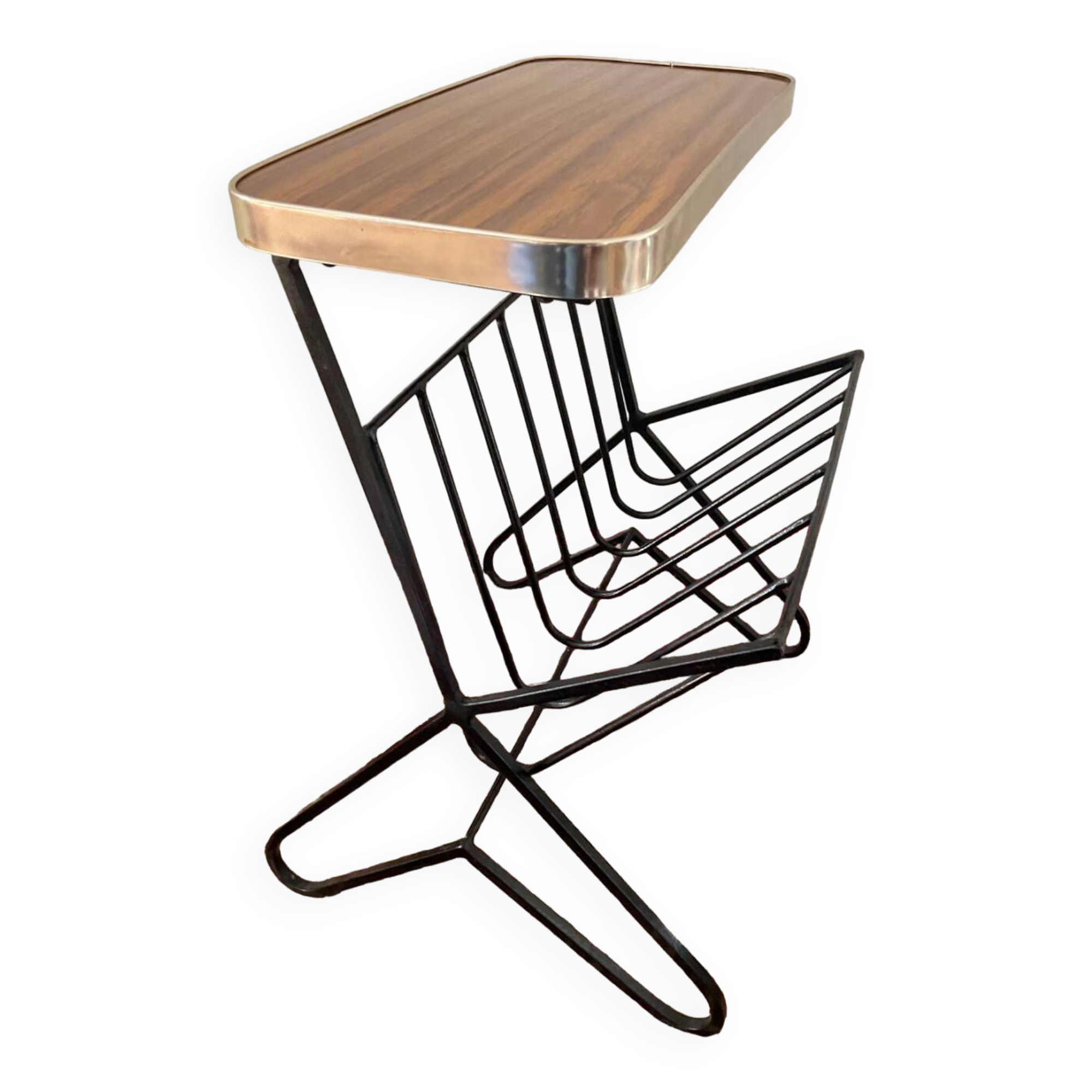Vintage side table with magazine holder