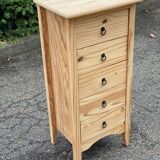 Vintage chest of drawers renovated in raw solid wood