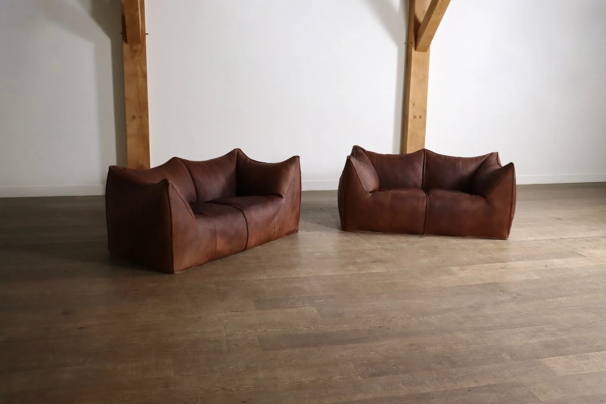 Le Bambole sofa in buffalo leather by Mario Bellini for B&B Italia, 1970s