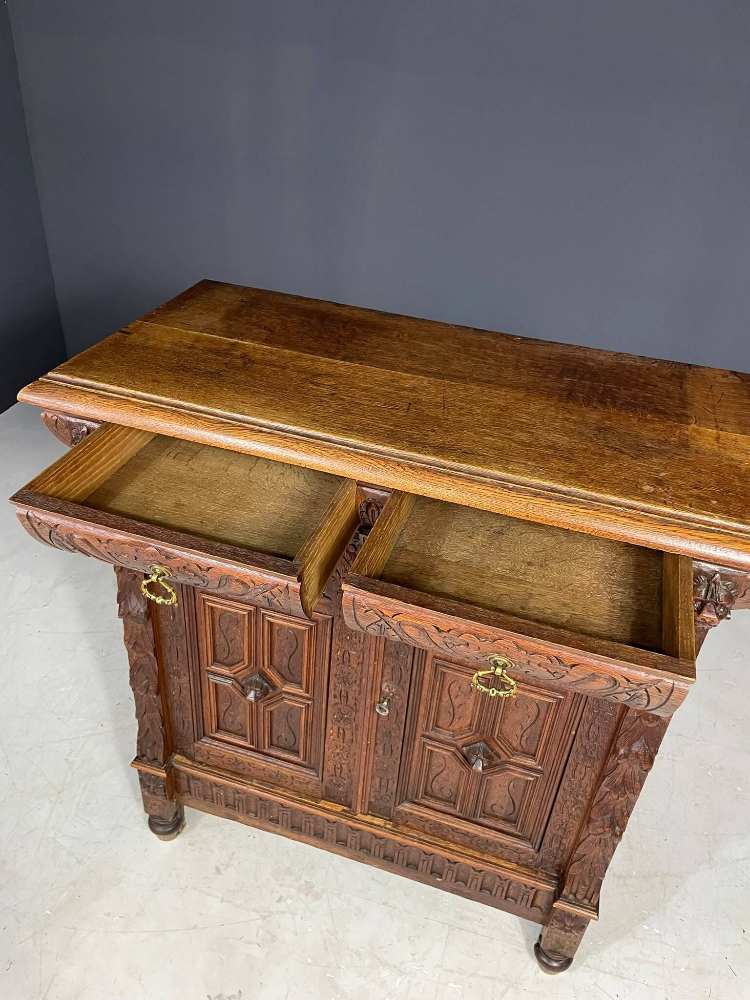 Carved Wooden Cabinet, Ornate Antique Style, 20th Century, European