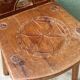Old Swiss escabelle chair in carved wood