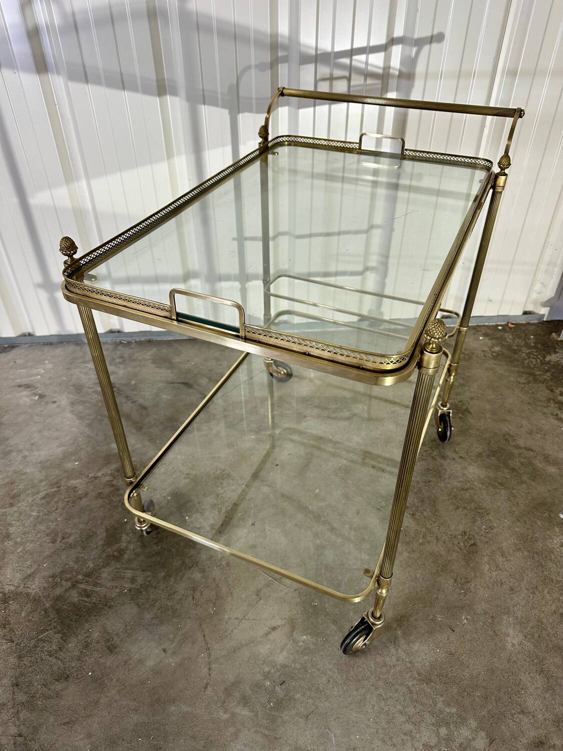 1970s gold rolling serving table