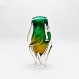 Vase Josef Hospodka - Sommerso - Amber & Emerald Green - Circa 1960
