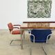 Italian walnut and chrome dining table with 4 drawers