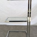 Piece of chrome sofa 2 glass shelves from 1970