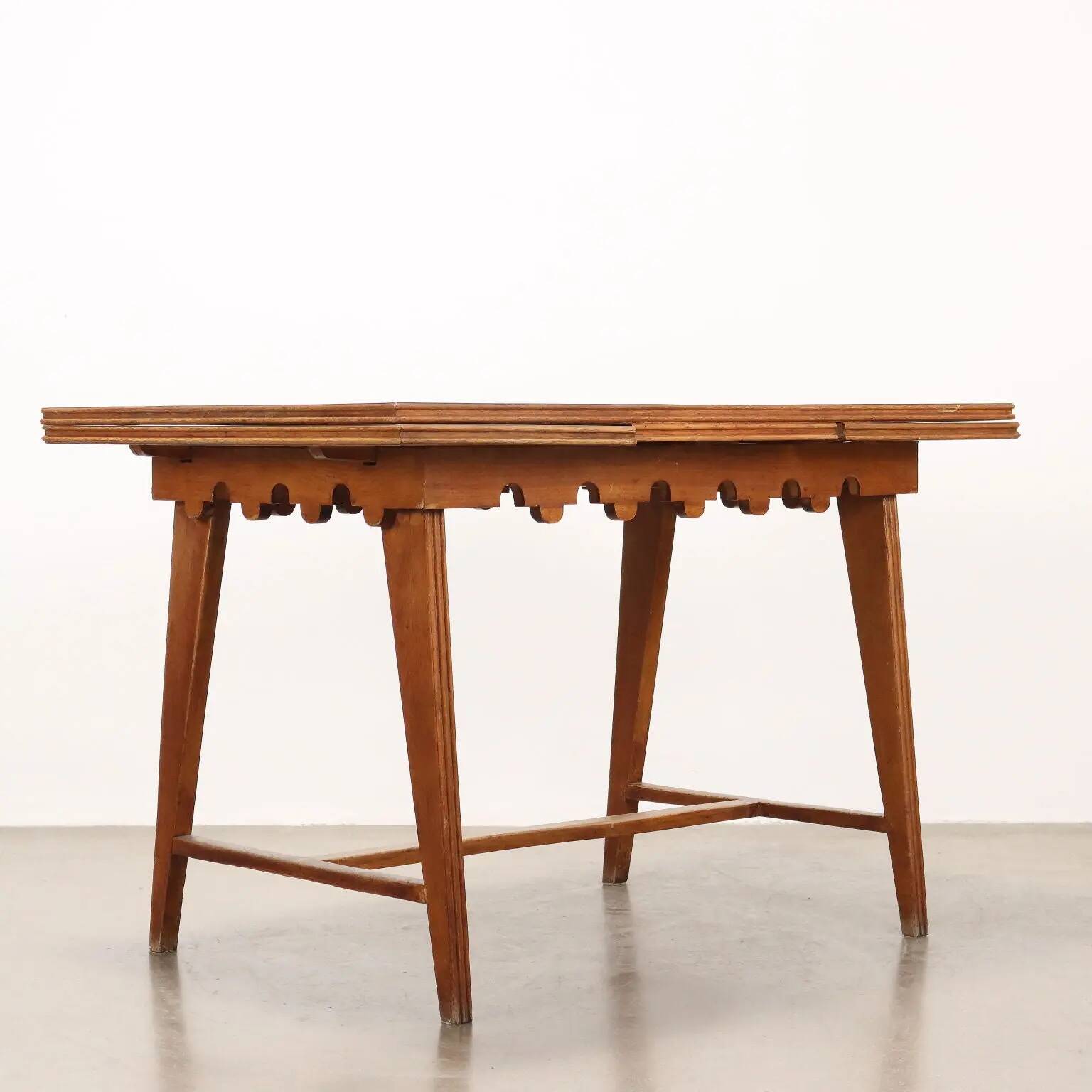 Extendable vintage oak table with laminate top, Italy, 1950s