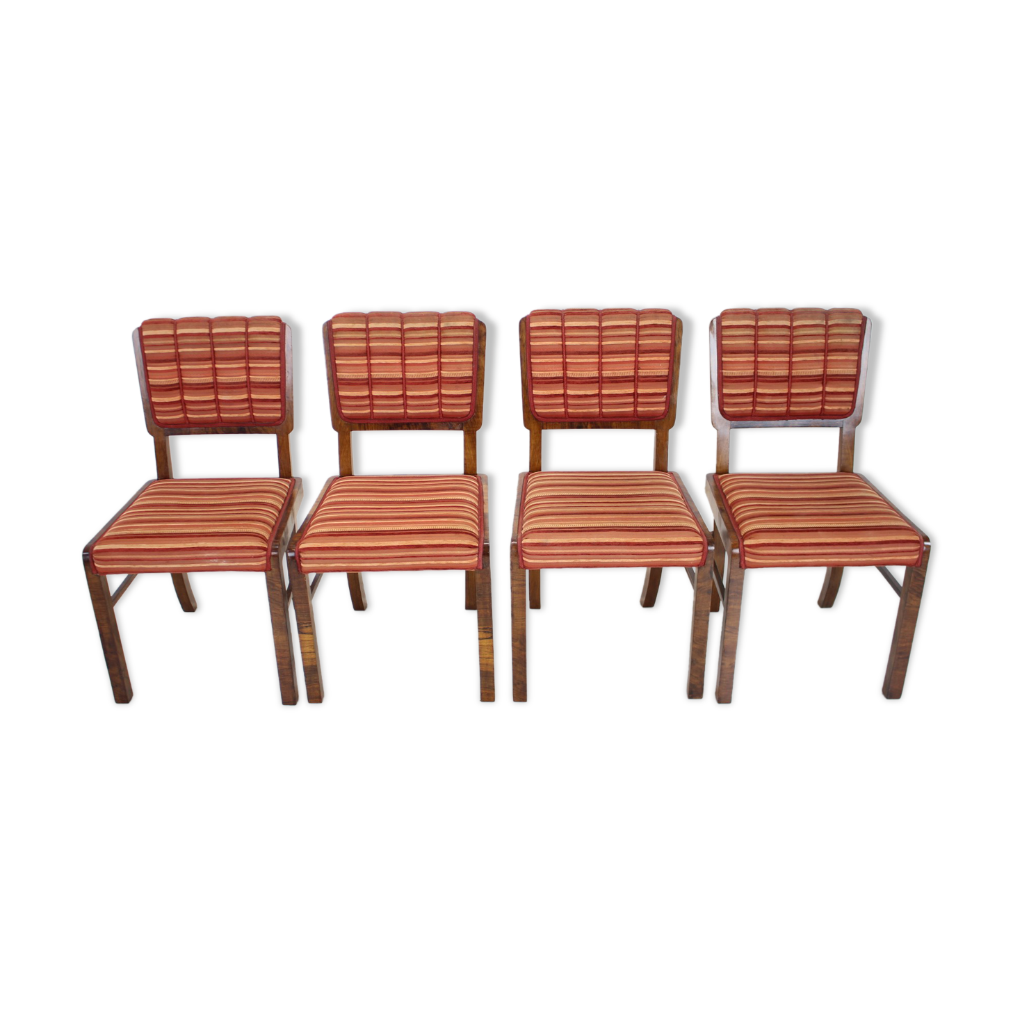 Ensemble des années 1930 de 4 chaises de salle à manger Art Déco, Tchécoslovaquie
