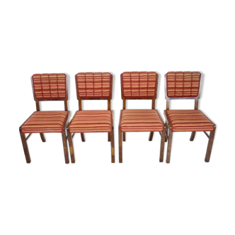 1930s set of 4 art deco dining chairs, czechoslovakia