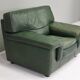 Roche Bobois lounge armchair in original green patinated leather, 1970