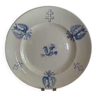 Round earthenware dish KG Lunéville - Lorraine Cross - Empress service Ø 32.5 cm