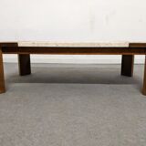 Elm and travertine coffee table from the 70s/80s