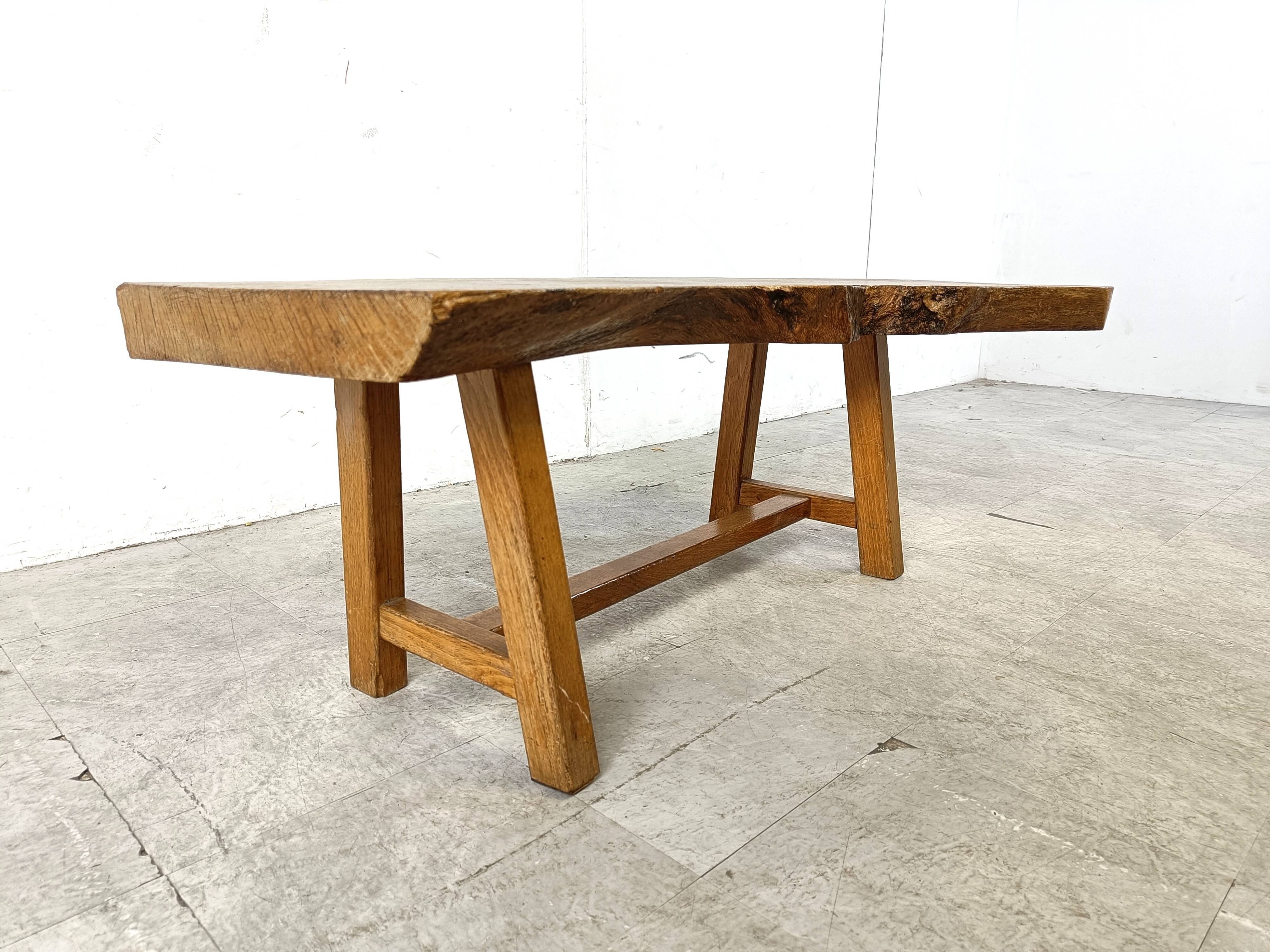 Vintage wooden brutalist coffee table, 1960s