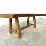 Vintage wooden brutalist coffee table, 1960s