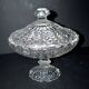Large oval bonbonnière/dragee dish in molded crystal with diamond and pearl decoration, circa 1900