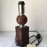 Wood and chrome standing lamp