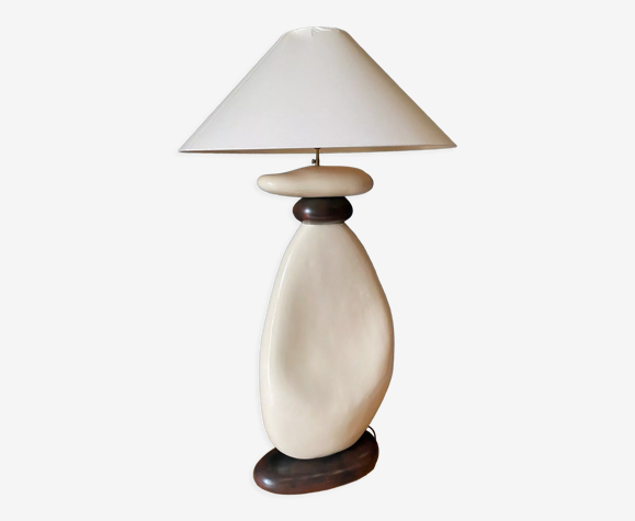 Lampe par Francois Chatain galets ceramique XXe