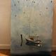 Painted canvas "Boat on the lake" E. Marchiori