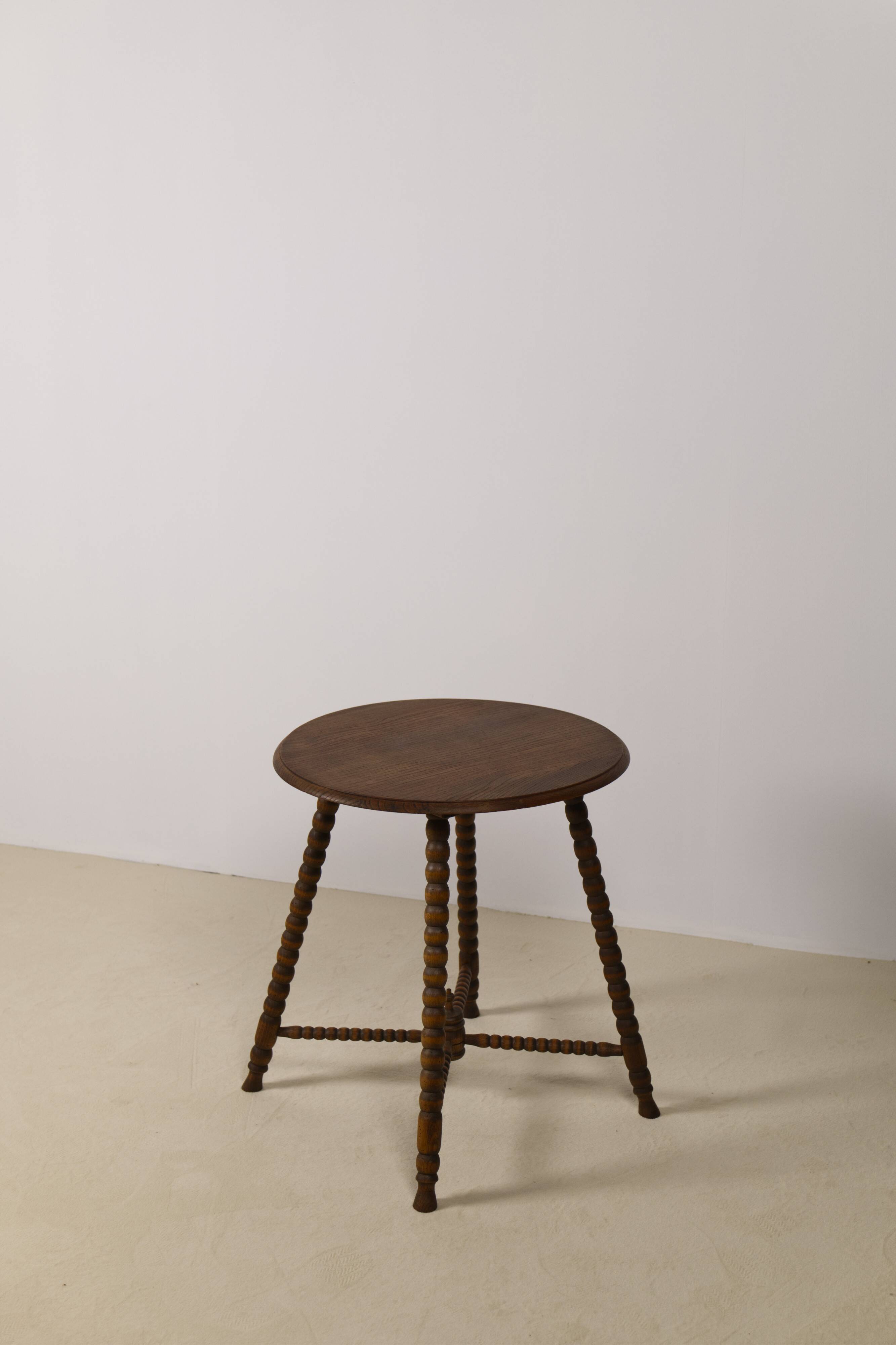 Vintage round Bobbin side table