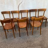 Set of 8 varnished bistro chairs