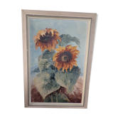 Tableau nature morte tournesol sur panneau