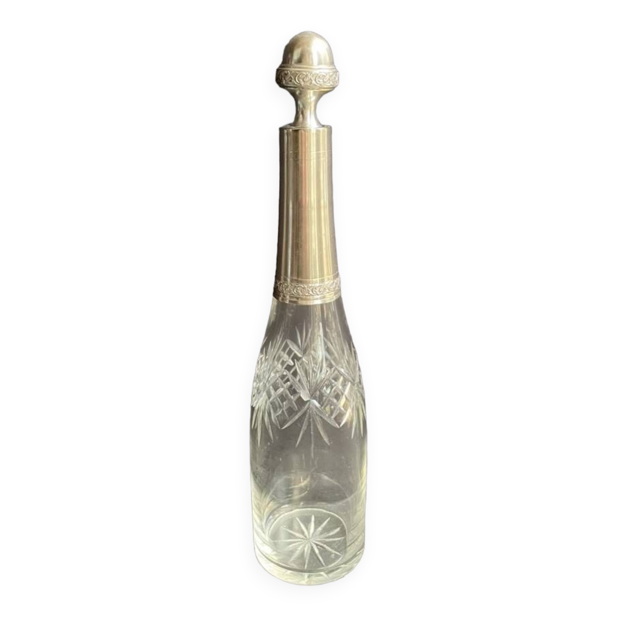 Carafe in cut crystal & silver frame