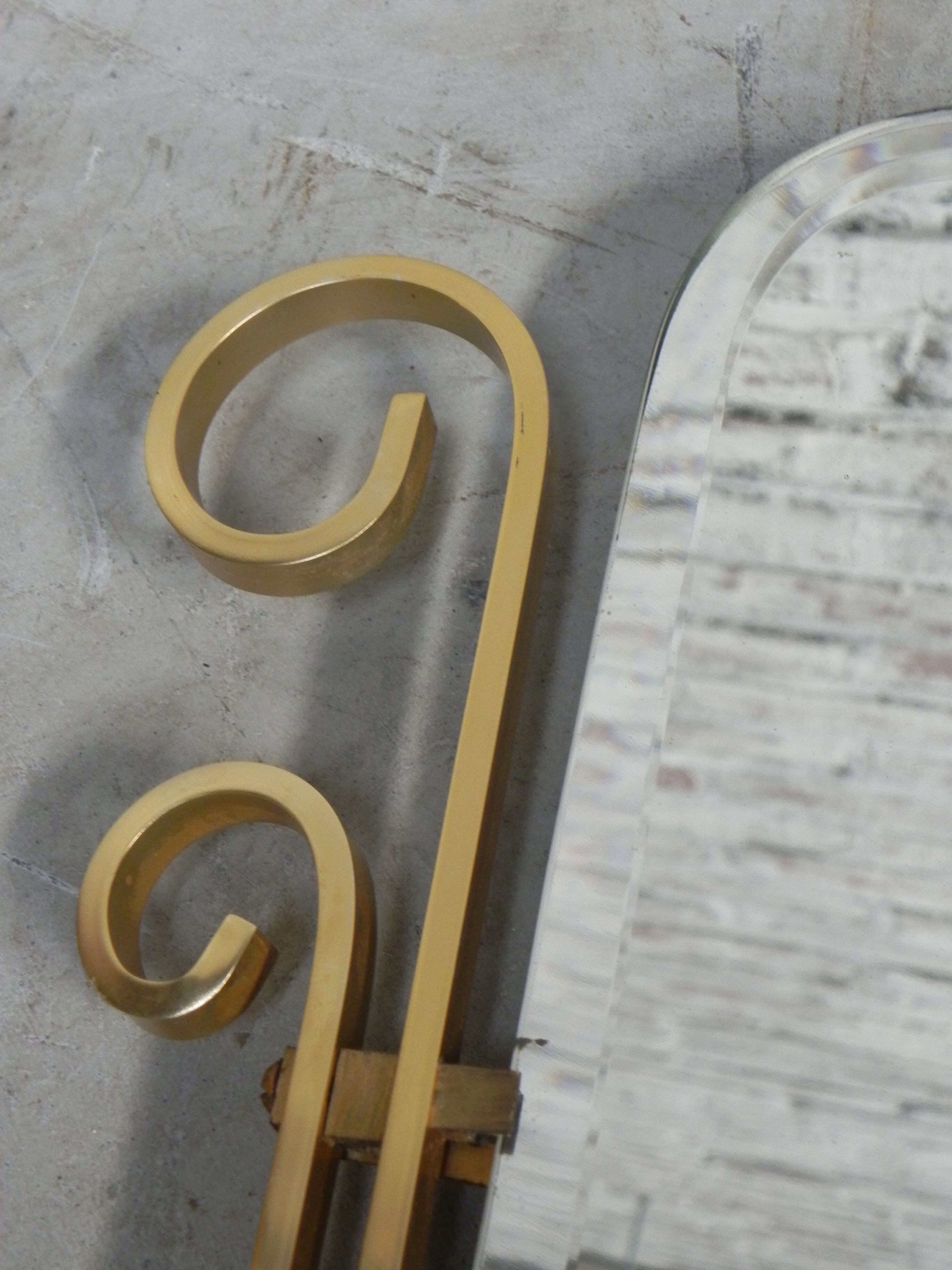 Vintage faceted mirror in aluminum frame 67x54cm