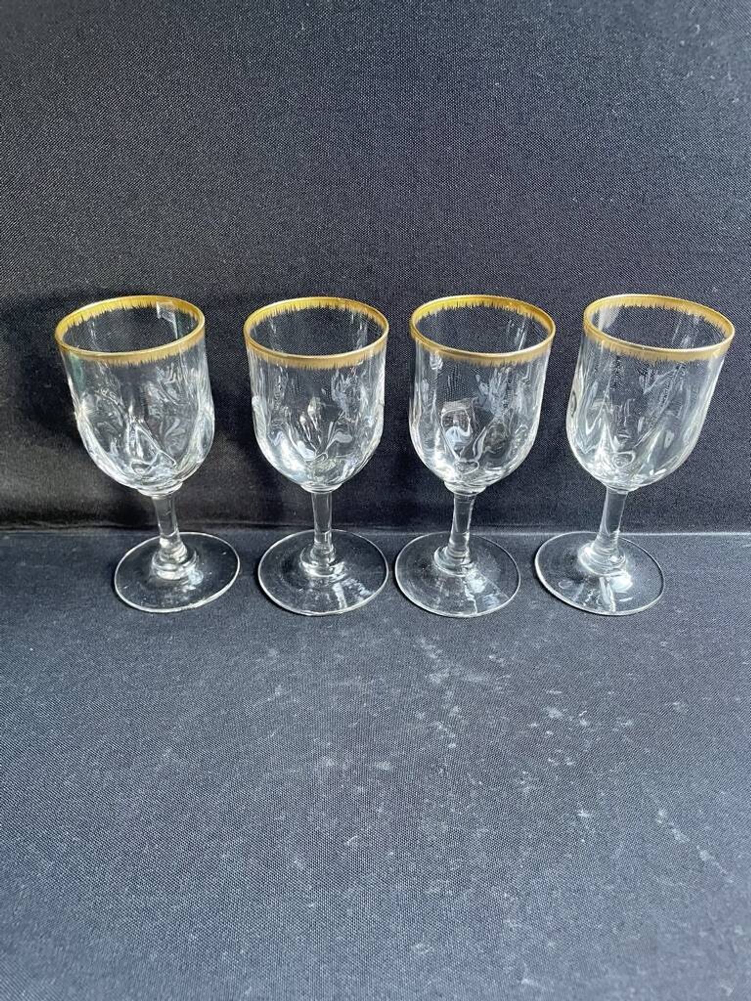 4 Verres à porto Daum putoisés or