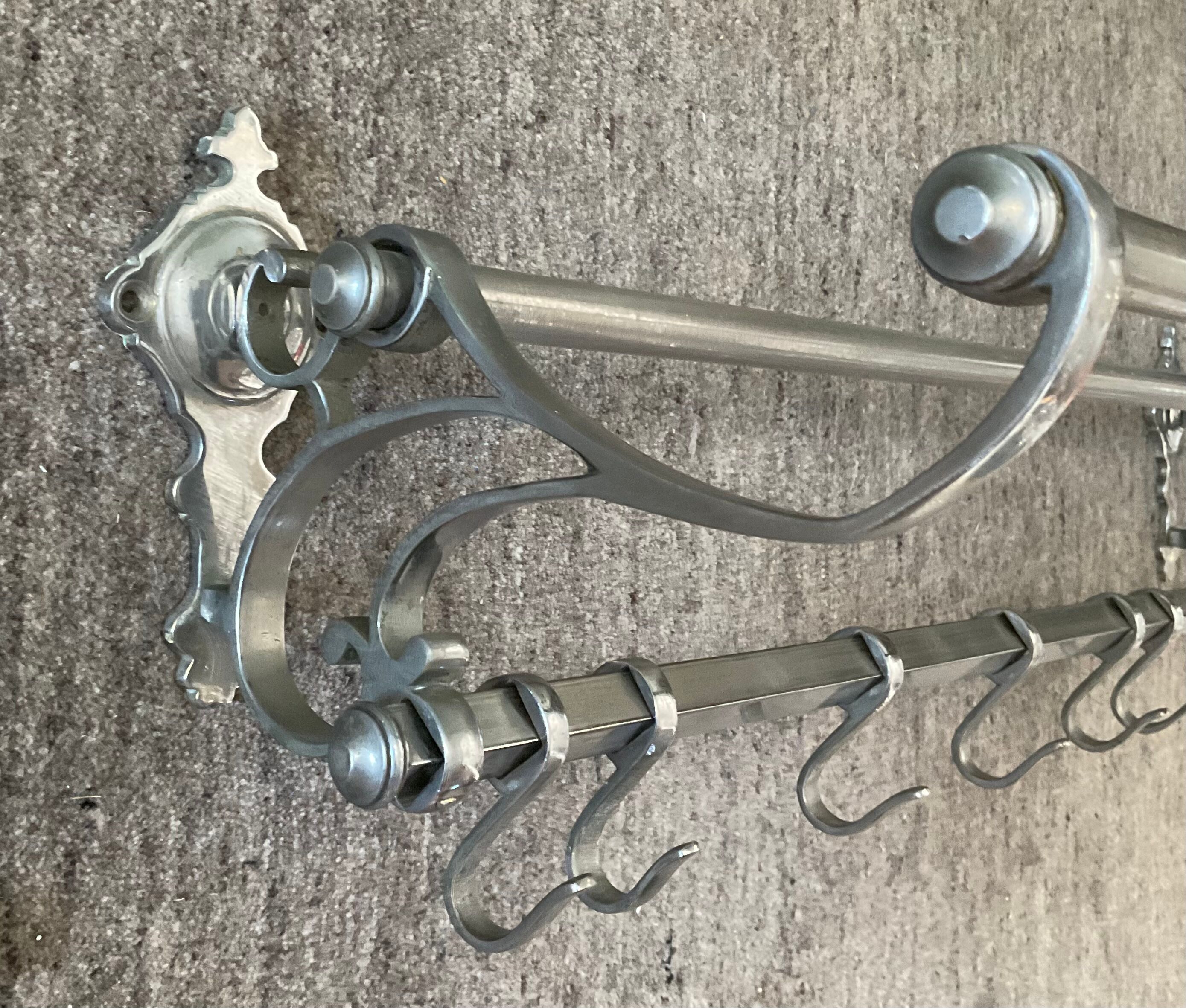 Art deco aluminum wardrobe coat rack with hat holder