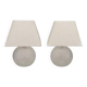 Set of 2 glass table lamps with diamond pattern.