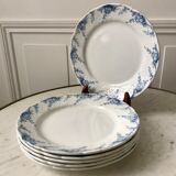 set of 6 flat plates in Terre de Fer K&G Lunéville model "Angèle" late nineteenth