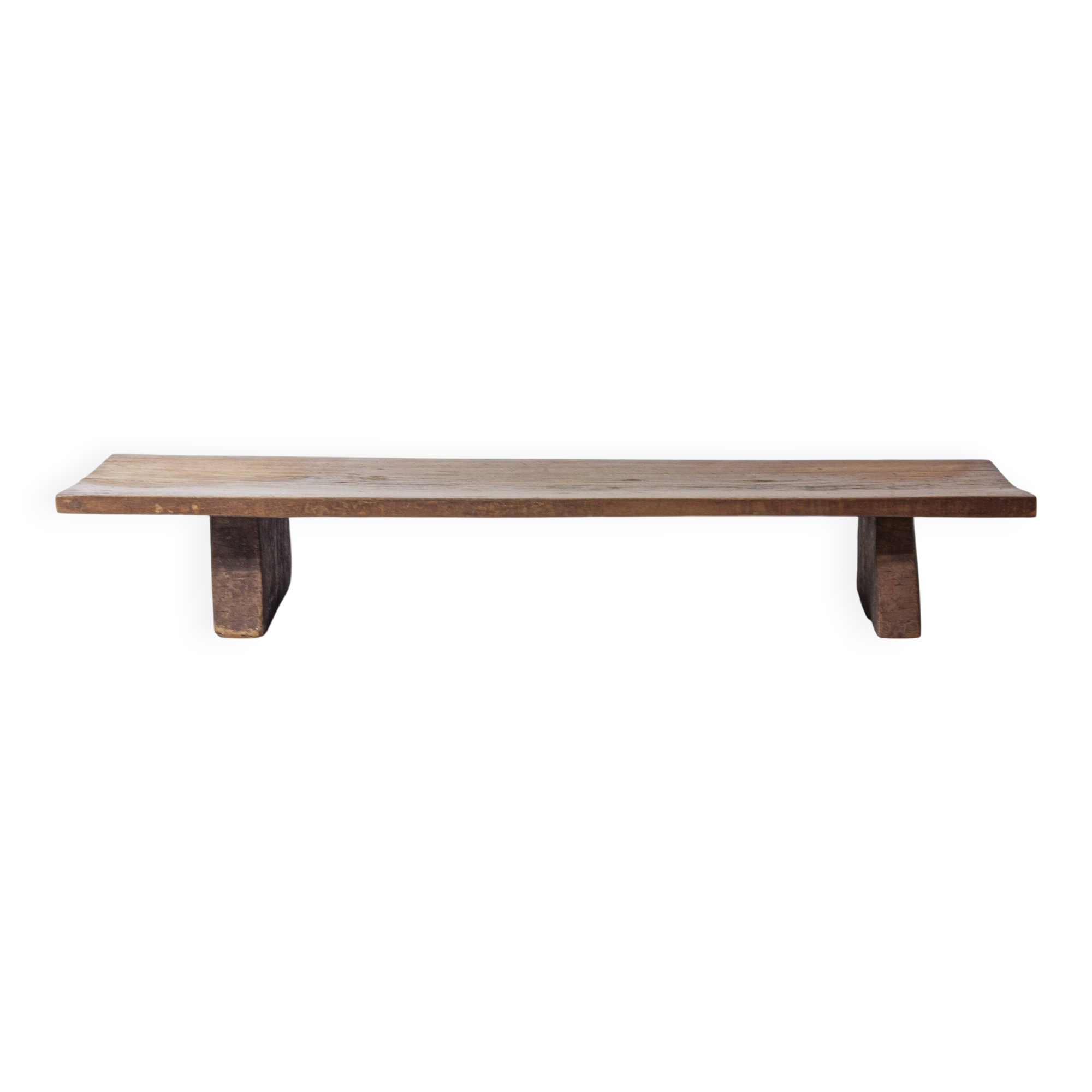 Rustic wabi sabi brutalist coffee table from solid wood, 1900s France