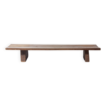 Rustic wabi sabi brutalist coffee table from solid wood, 1900s France