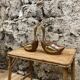 Pair of duck or swan in wood and brass sculpture
