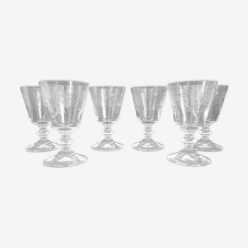 Laura Ashley Home - 6 red wine glasses in half crystal engraved