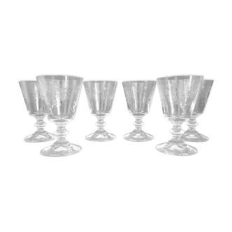 Laura Ashley Home - 6 red wine glasses in half crystal engraved