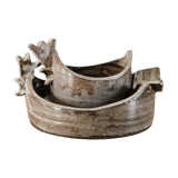 Duo of terracotta ramekins "hen" signed