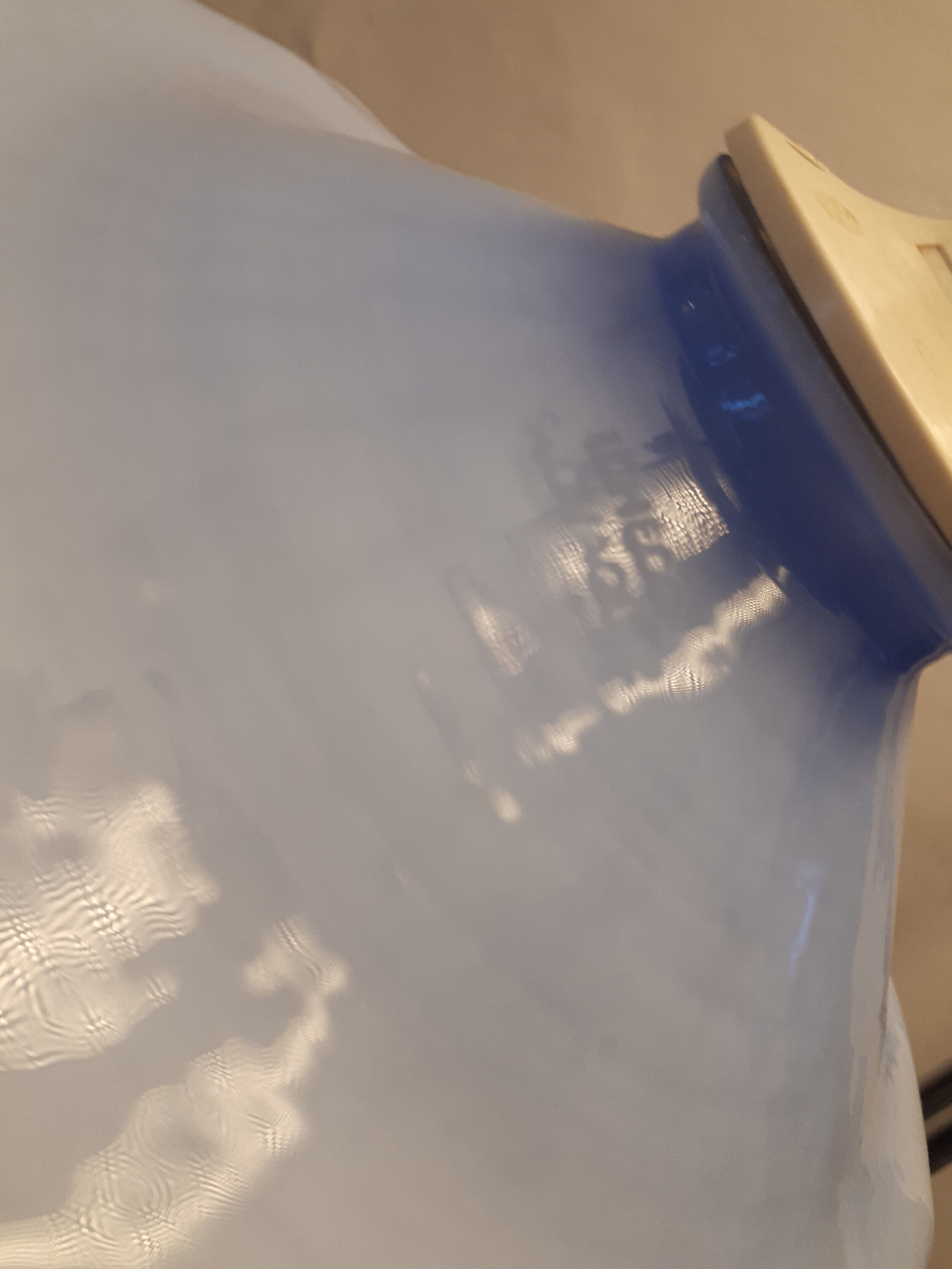 Hanging lamp blue opaline glass draped vintage 1950/1960